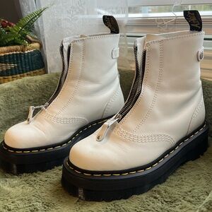 Dr. Martens White Zip Platform Boots